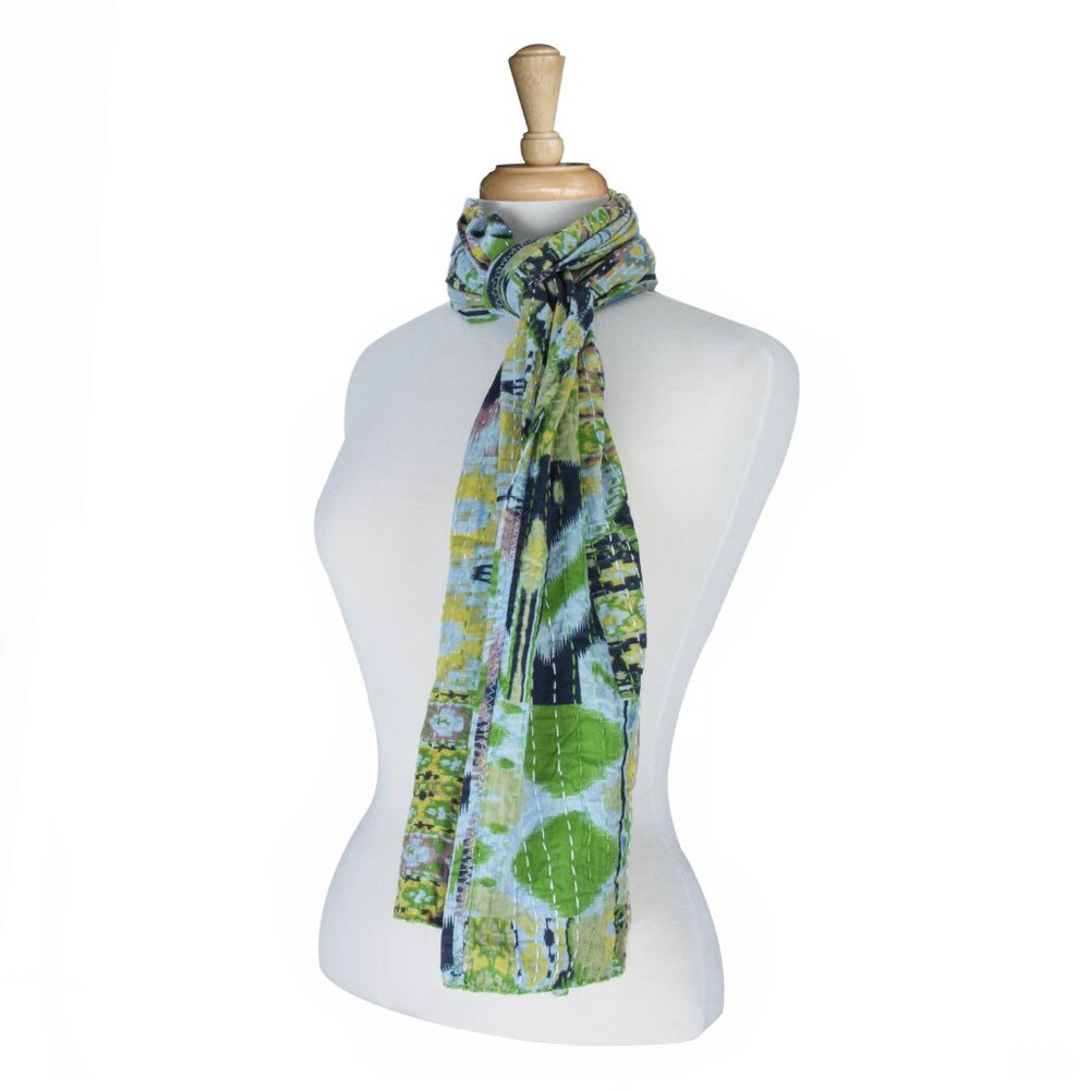 Taj Hotel Home Decor Kantha Cotton Scarve | 1-Piece | Multicolor | 18"x72"